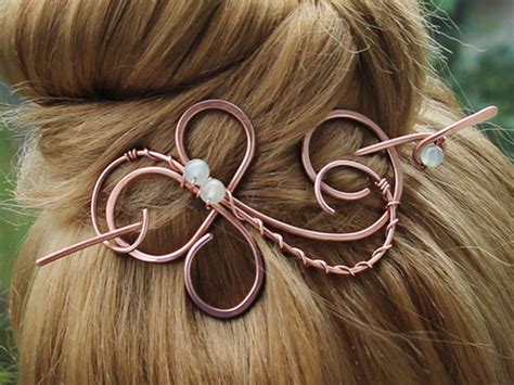 Copper Hair Clip Metal Hair Pin Wire Wrapped Hair Slide With Etsy