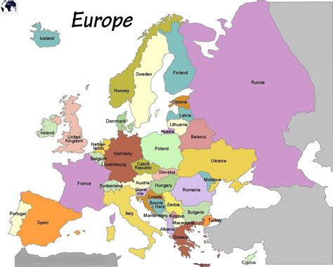 Free Printable Labeled Map Of Europe Political With Countries