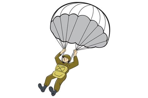 American Paratrooper Parachute Carto Illustrations Creative Market