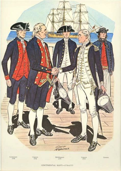 Continental Navy 1776 1777 Lieutenant Midshipman Captain And