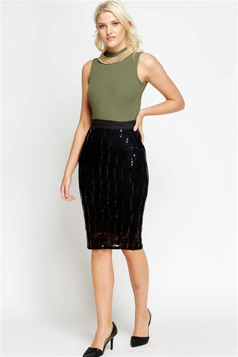 Sequin Midi Skirt Just