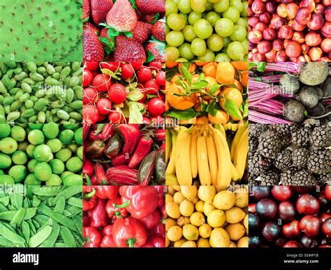 Summer Fruits And Vegetable Rainbow Stock Photo Alamy