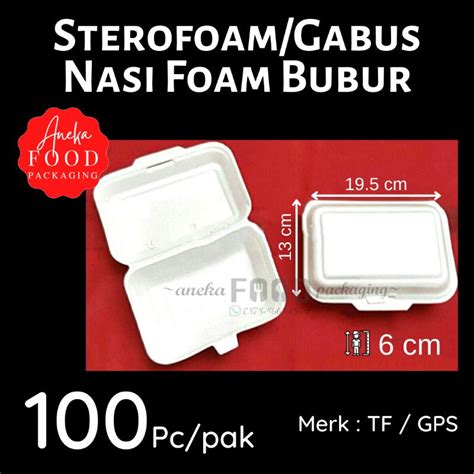 Jual Pc Gojek Only Styrofoam Sterofoam Gabus Nasi Kotak Nasi Foam Tf Polos Indonesia