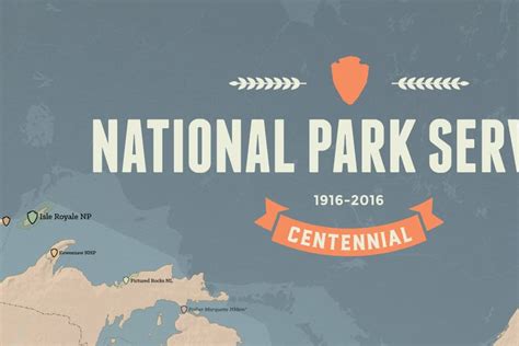 National Park Service Centennial Map 24x36 Poster Etsy