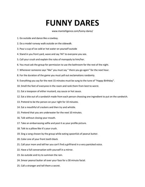 81 Incredibly Fun And Funny Dares Over Text Or Irl Funny Dares Good