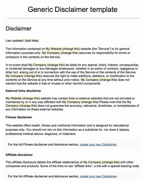 Artist Terms Of Service Template New Sample Disclaimer Template