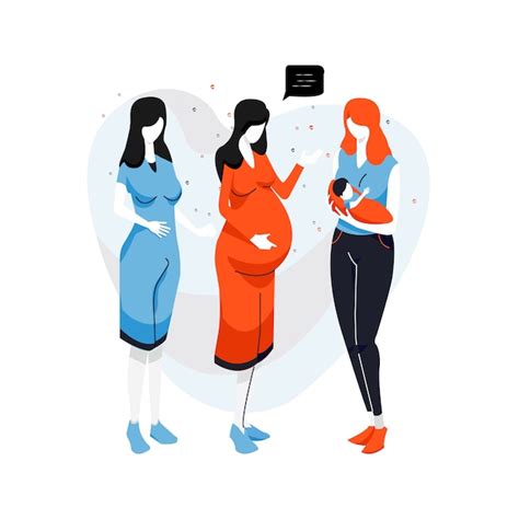 Premium Vector Cute Flat Illustration Pregnant Woman Group Pregnancy Cartoon Vector Illustration
