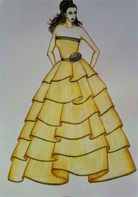 Strapless Ball Gown Dress Design Drawing Dress Design Sketches