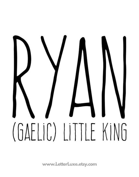 Ryan Printable Kids T Ryan T Name Meaning Art Baby Etsy Names