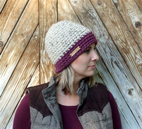 Woman S Wool Blend Beanie Hat In Oatmeal And Wide Fig Etsy