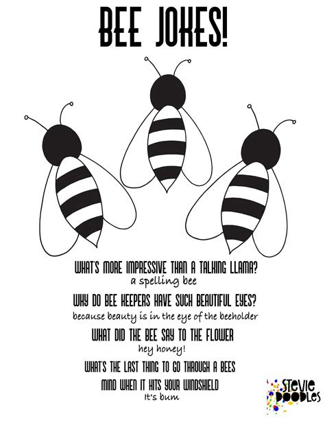 Bee Jokes Free Printable Coloring Page — Stevie Doodles Free