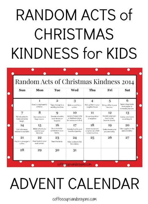 Random Acts Of Christmas Kindness Printable Advent