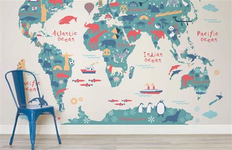 10 World Map Designs To Decorate A Plain Wall
