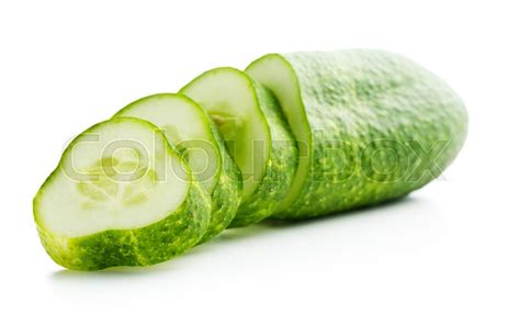 Fresh Sliced Cucumber Isolated On White Stock Image Colourbox