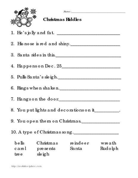 These christmas riddles cards also can be used in an advent activity. Christmas Riddles Worksheet for 2nd - 5th Grade | Lesson Planet