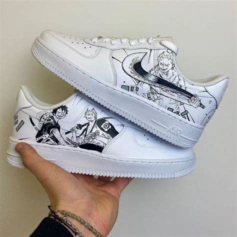 Custom One Piece Shoes For Luffy And Zoro Air Force 1 Graffiti Hand