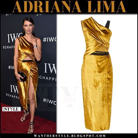 Adriana Lima In Velvet Gold Dress Jason Wu Celebrity Style Style