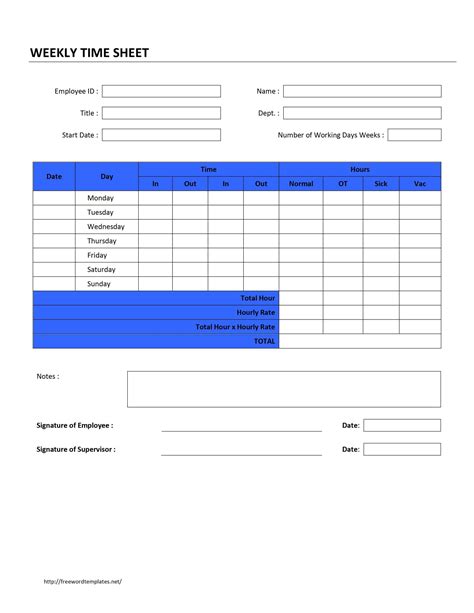 Employee Timesheet Template For Word Templates And Designs Free