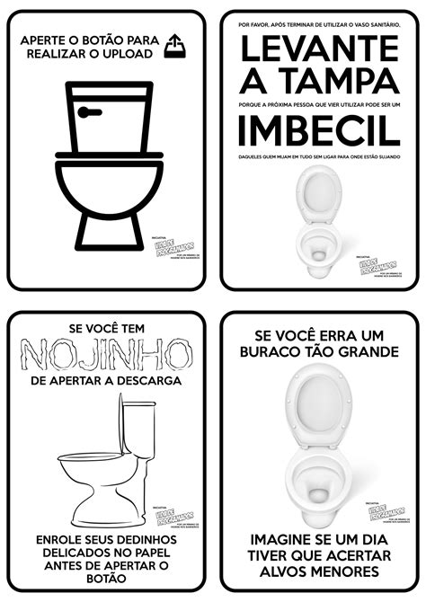 Cartazes Para Banheiros Placas De Banheiro Engra Adas Banheiro