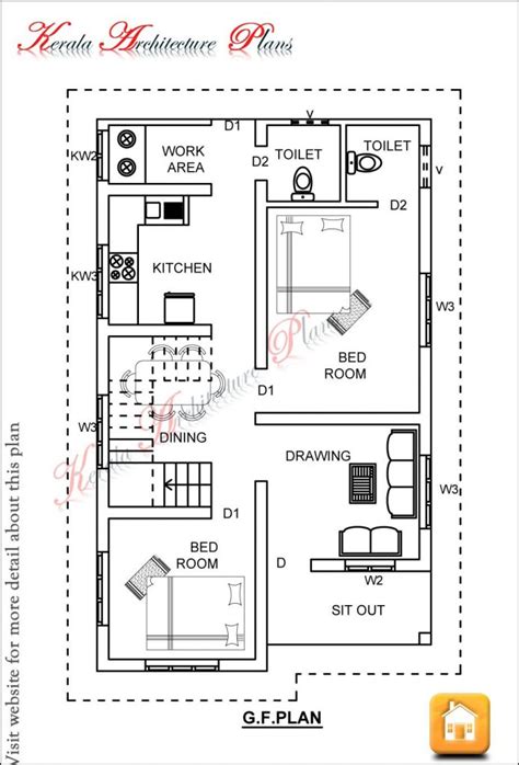 Interior plan drawing floor plans online free amusing draw. Luxury Kerala Two Bedroom House Plans - New Home Plans Design
