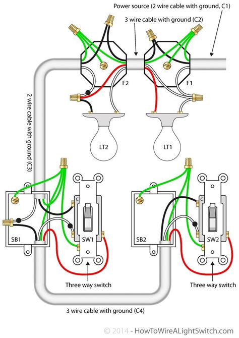 Looking for a 3 way switch wiring diagram? 3 way switch with power feed via the light (multiple ...