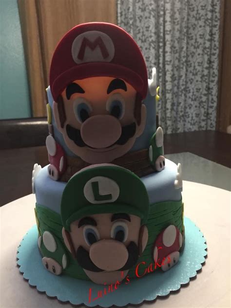 Super mario birthday cake uniquely designed by elitecakedesigs in sydney!! Luigi and Mario Cake | Cake designs, Mario cake, Cake