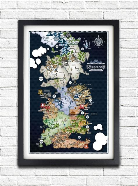 Game Of Thrones Westeros Map 19x13 Poster Etsy In 2020 Game Of