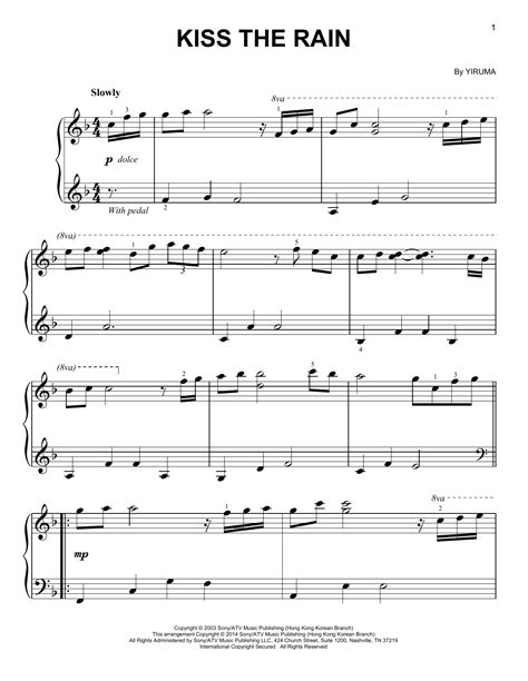 Kiss The Rain Piano Sheet Music By Yiruma Easy Piano