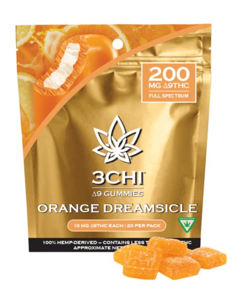 3chi 10mg delta 9 thc gummies 20ct — orange dreamsicle the hemptender
