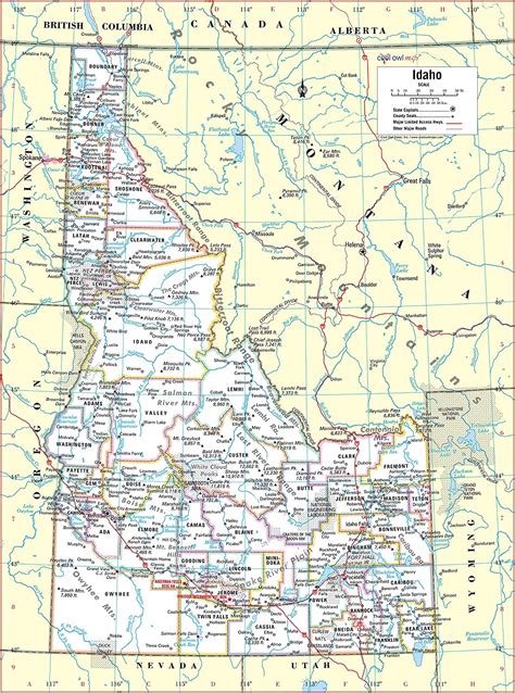 Laminated Map Large Detailed Administrative Map Of Idaho State With