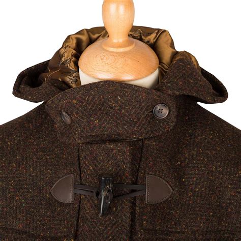 Brown Derry Donegal Tweed Duffle Coat Mens Country Clothing Cordings
