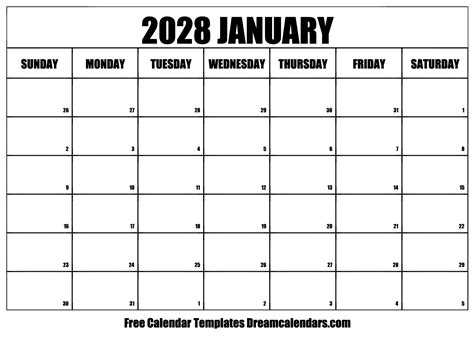 2028 Calendar 6 Free Printable Calendars
