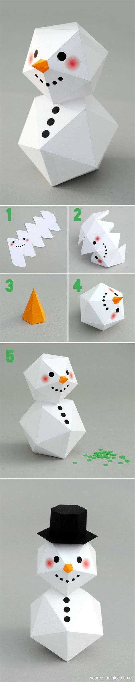 Un Bonhomme De Neige Géométrique Et Origami à Fabriquer Pour Une