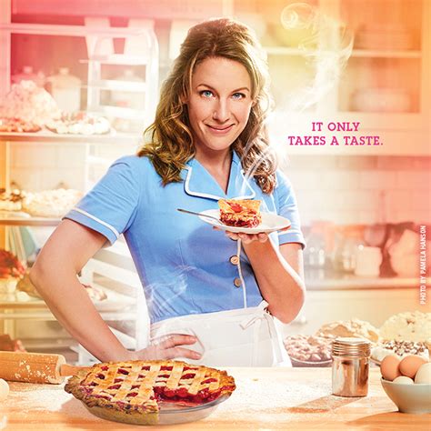 first look jessie mueller serves a slice with a smile in poster for broadway s waitress