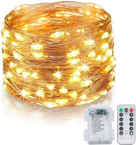 Sowaz 33ft 100 Led Copper String Light Fairy Lights Warm White Battery