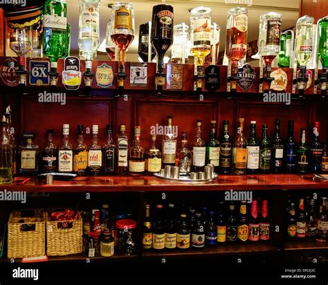 Bottles And Spirits Behind A Typical Bar Stock Photo 64618944 Alamy
