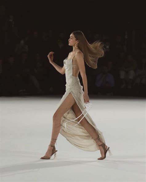 Gigi Hadid Cream Jacquemus Backless Dress Ramp Walk Paris On Sassy Daily In Gigi