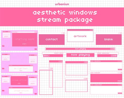 Aesthetic Windows Stream Package Pink Twitch Overlay Urbaniun