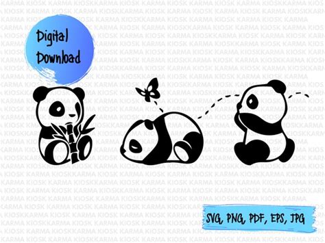 Svg Files For Cricut Baby Pandas Svg Panda Svg Etsy