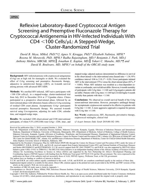 Pdf Reflexive Laboratory Based Cryptococcal Antigen Screening And