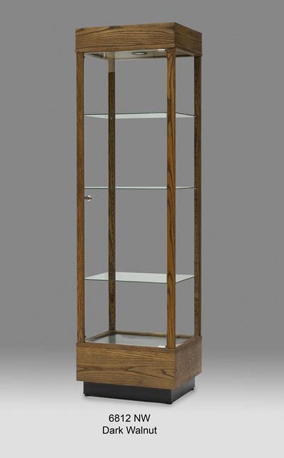 Wooden Rectangular Tall Glass Display Cabinet Tower Display Cases