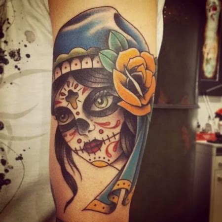 buntemalkiste frauen kopf im mexikan skull tattoos von