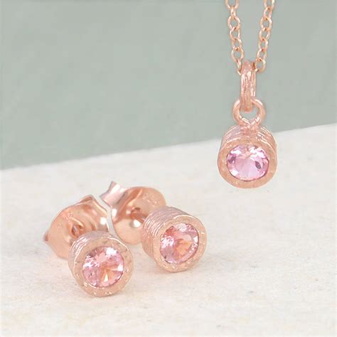 Blush Pink Tourmaline Rose Gold Birthstone Necklace By