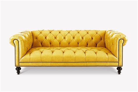 Fitzgerald Yellow Leather Chesterfield Sofa With Tufted Seat Of Iron