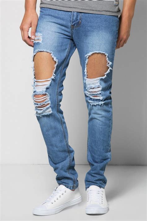Slim Fit Vintage Wash Ripped Jeans At Boohoo Com