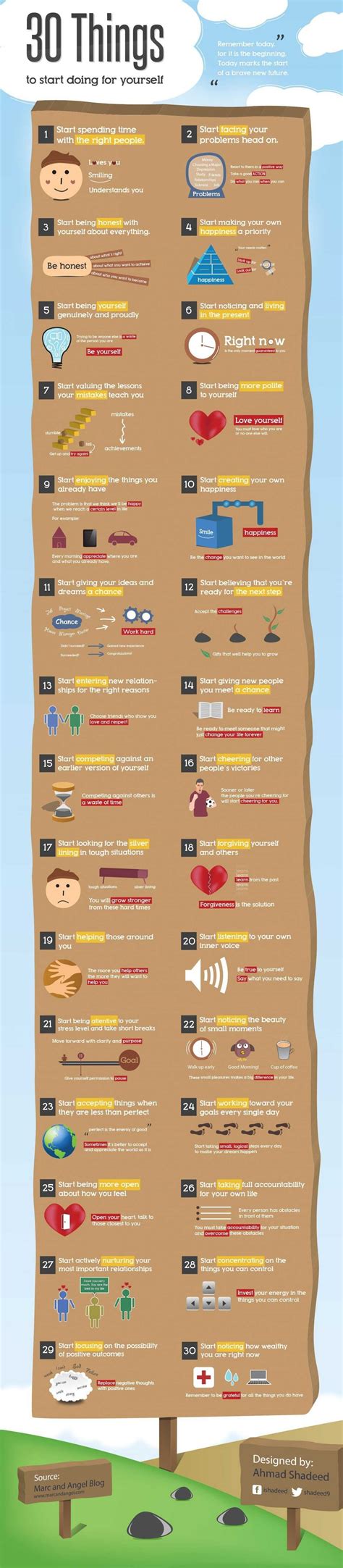 30 Things To Start Doing For Yourself 20 Infographics To Help You