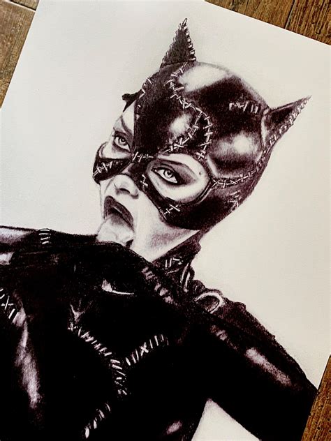 11x14 Catwoman Graphite Print Etsy