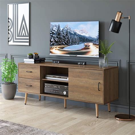 Homfa Tv Cabinet Media Console Table Wood Tv Stand For Tvs Up To 60