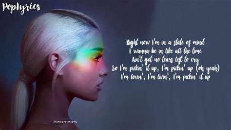 intro right now, i'm in a state of mind i wanna be in, like, all the time ain't got no tears left to cry so i'm pickin' it up, pickin' it up i'm lovin', i'm livin', i'm chorus oh, i just want you to come with me we on another mentality ain't got no tears left to cry (cry) so i'm pickin' it up, pickin' it up (oh yeah) i'm. Ariana Grande No Tears Left To Cry Lyrics - fondo de ...