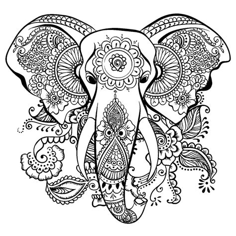 Elephant Mandala Coloring Pages Coloring Page Blog